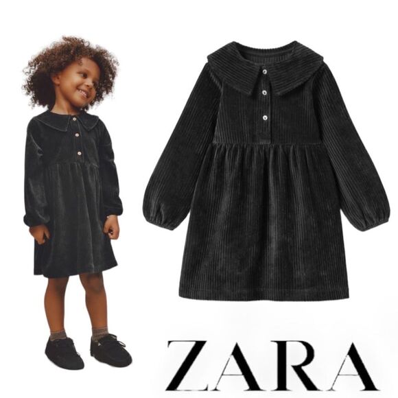 ZARA Kids | Anthracite Gray | CORDUROY DRESS - Picture 1 of 6